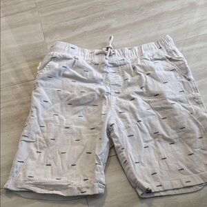 Men's White Patterned Shorts 45% linen